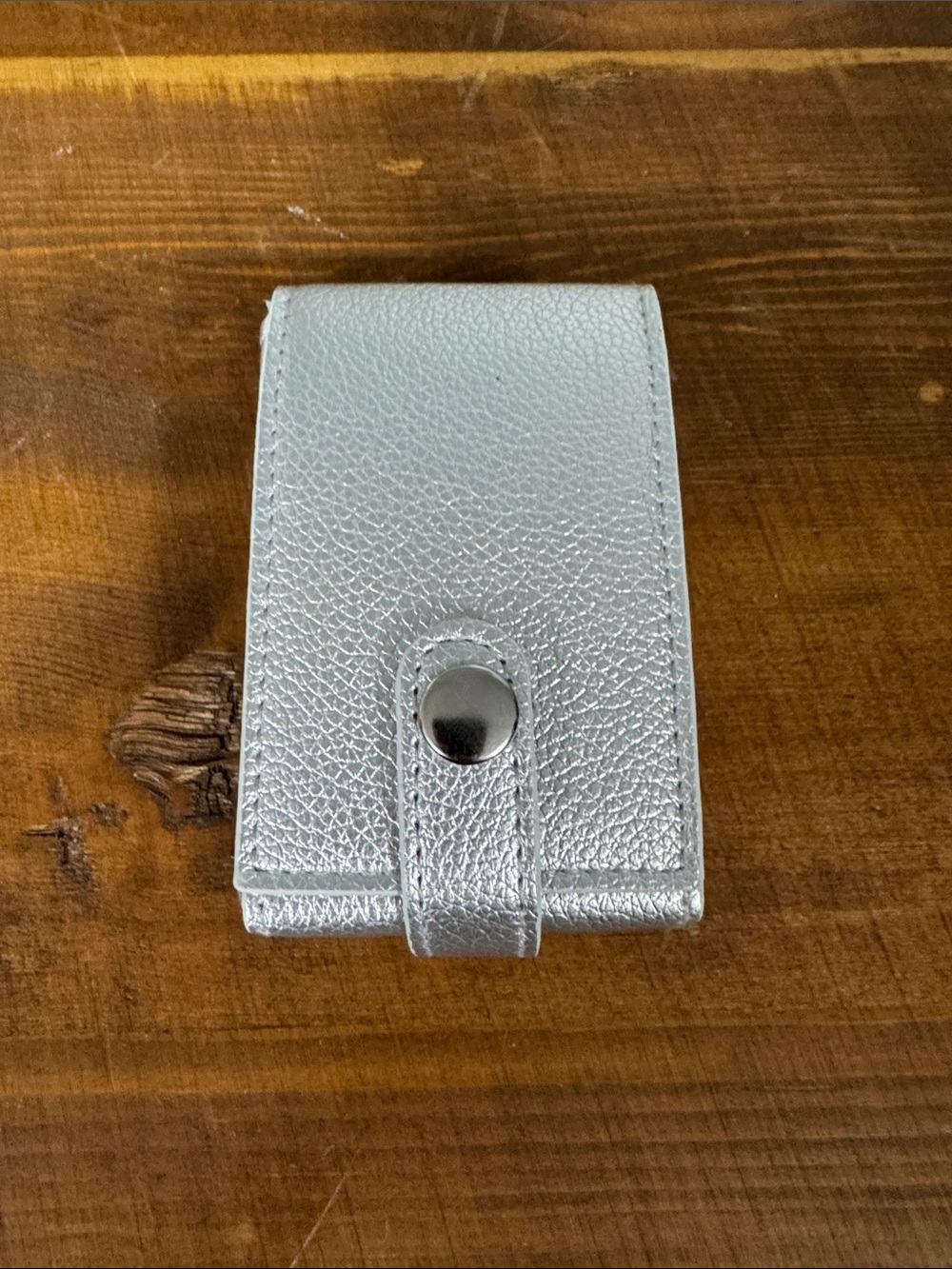 Silver Leatherette spray bottle container Silver Snap Closure